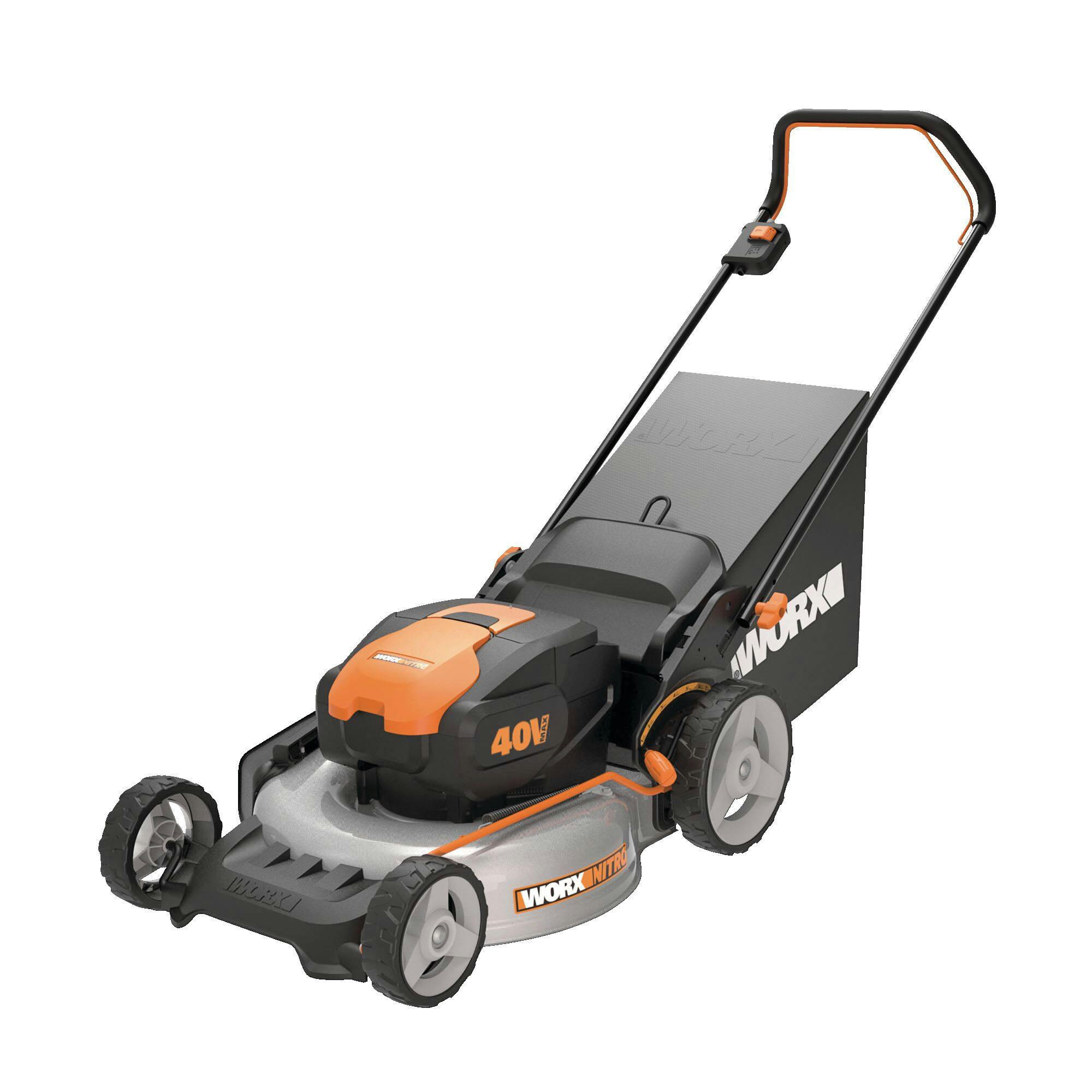 WORX Nitro 3-in-1 2x20V 5Ah Battery Cordless Brushed Walk Behind Push Lawn Mower, 20-in