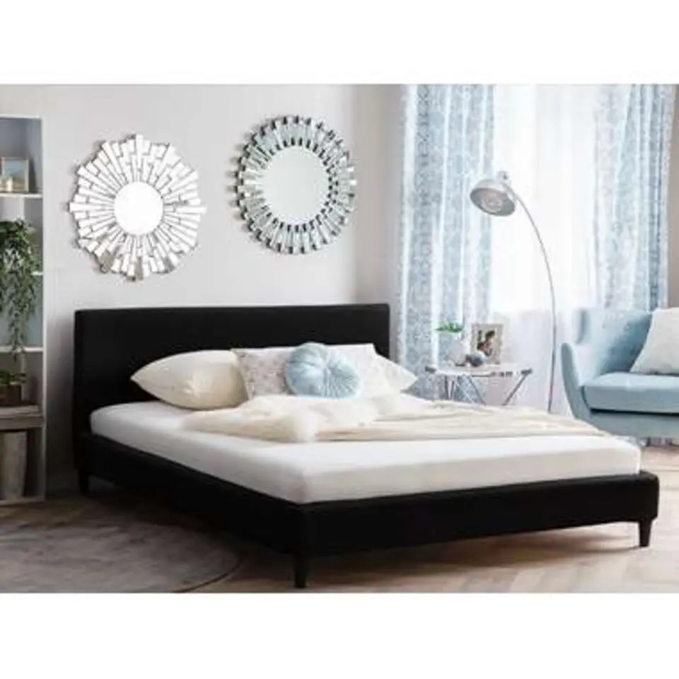 FITOU - Tweepersoonsbed - Zwart - 180 x 200 cm - Polyester