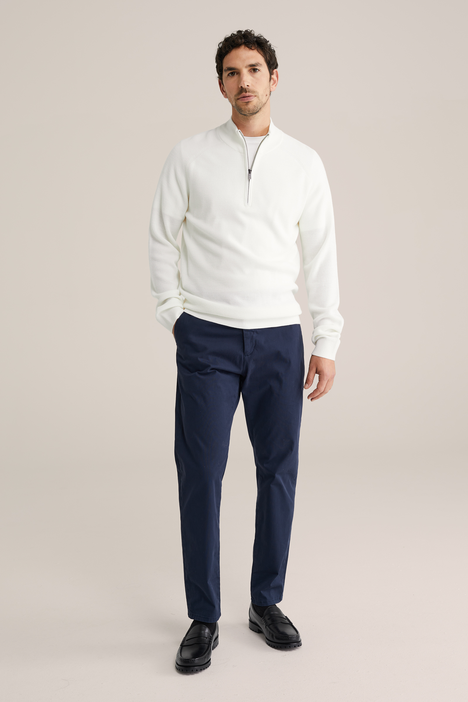 Heren slim fit trui met quarter-zip
