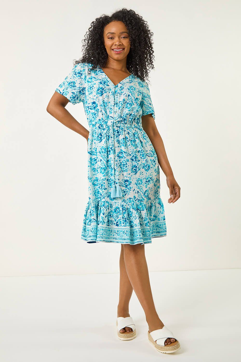 Roman Petite Floral Print Tiered Dress
