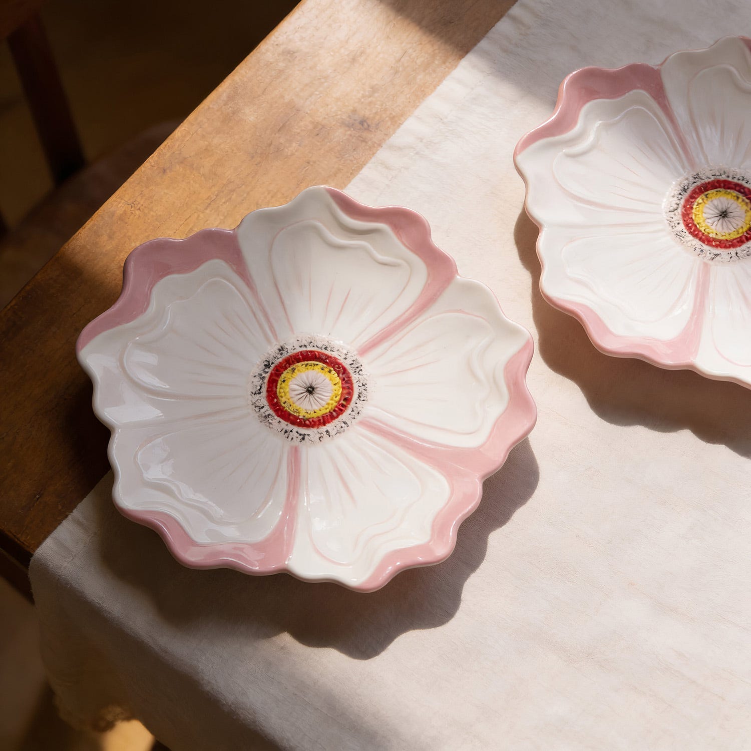 Piattino fiore rosa 20 cm terracotta Florafruit