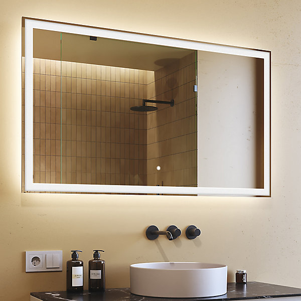 Miroir avec LED Illumination Salle de Bain 120x70cm, Lumineux Miroir avec éclairage LED001 Blanc Froid 6500K Interrupteur Tactile