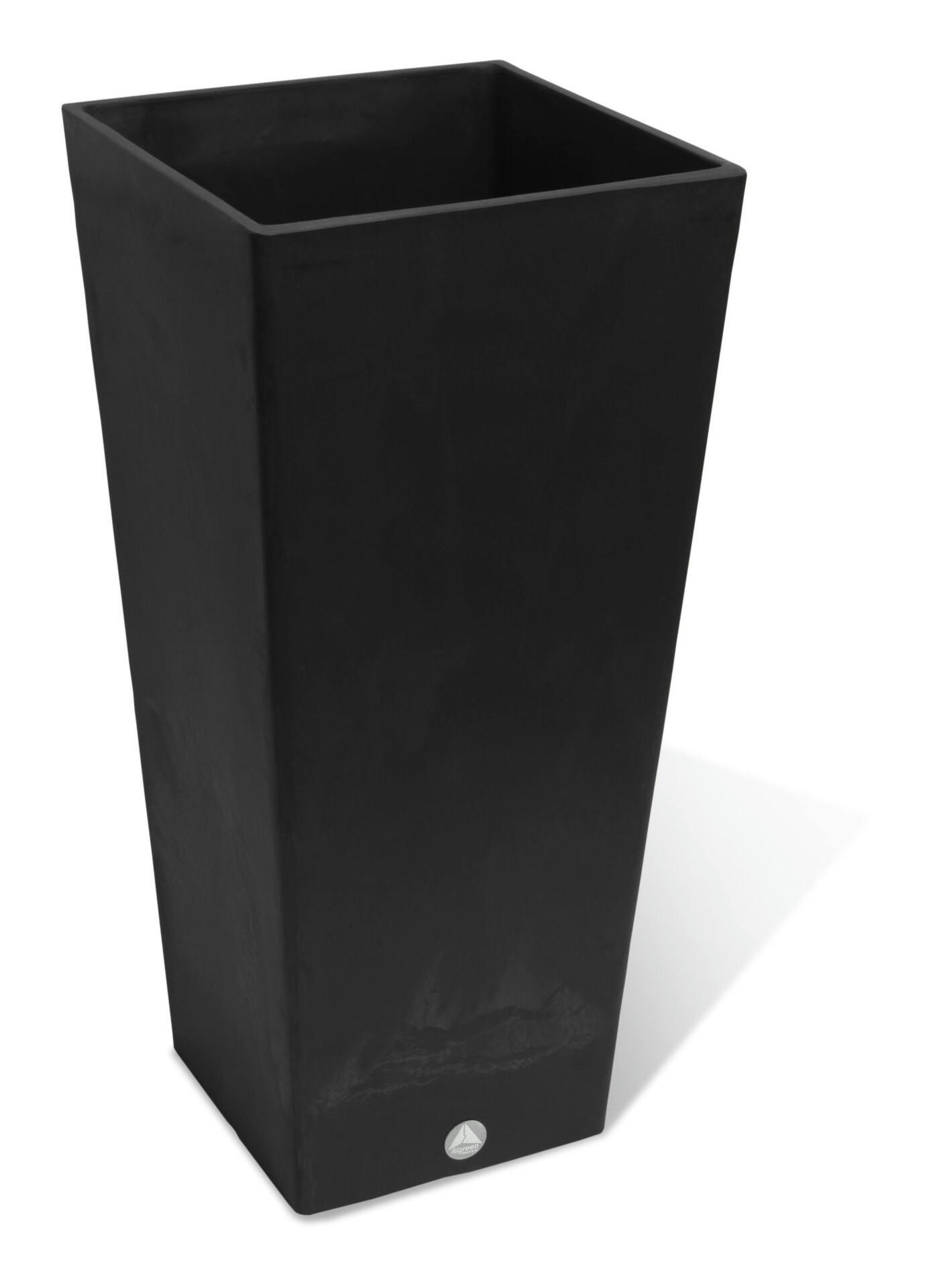 Algreen Valencia Self Watering Square Outdoor Planter with Saucer Tray, 28-in, Black
