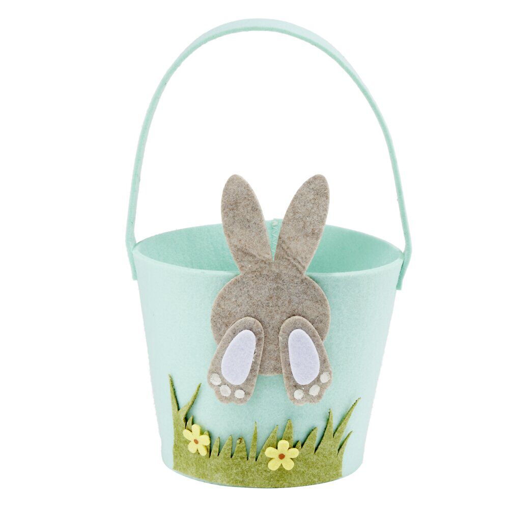 Panier décor Pâques feutrine Ø13xH14,5cm (4 modèles)