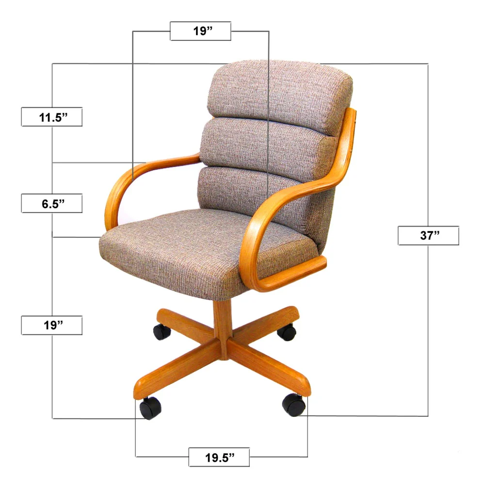 Caster Chair Company C138 Marcus Swivel Tilt Caster Arm Chair in Pewter Fabric