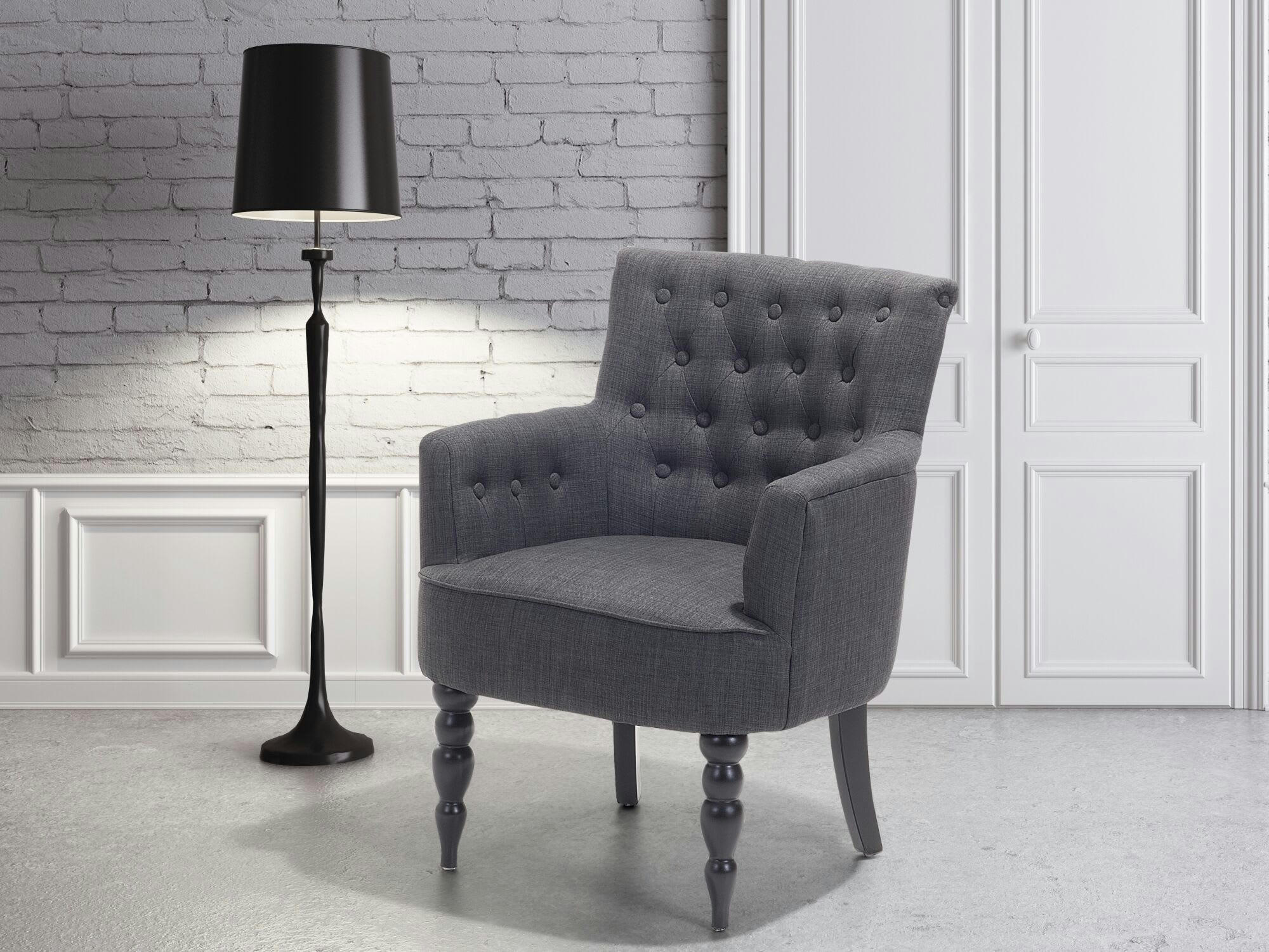 ALESUND - Fauteuil tapissé en tissu gris foncé