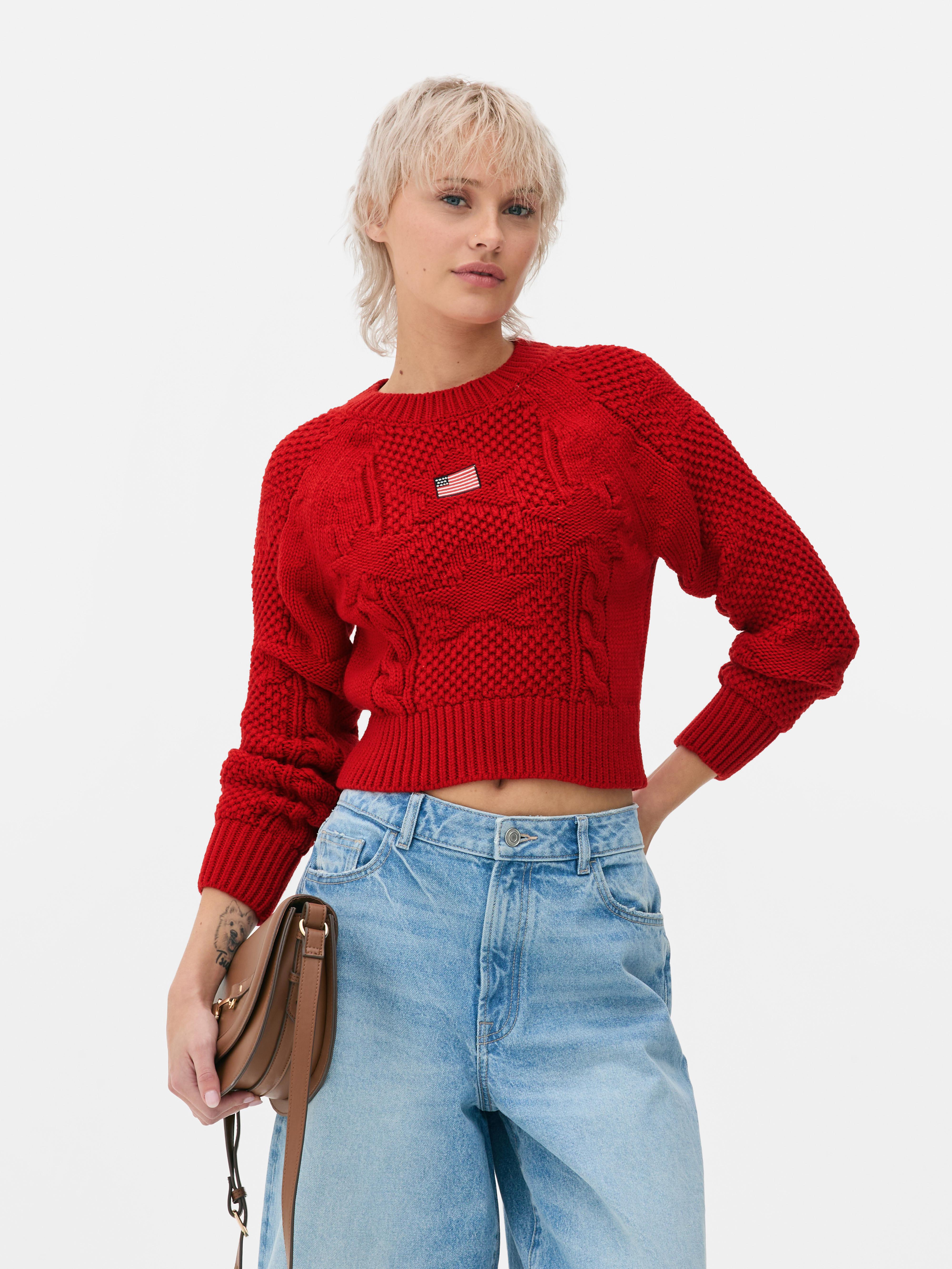 American Flag Cable Knit Sweater