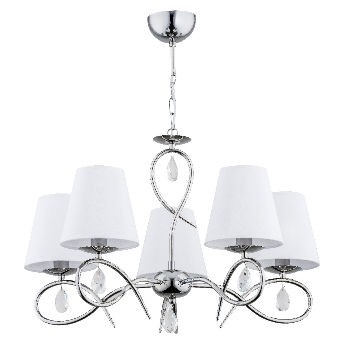 Lampa wisząca chromowana biała-przezroczysta SYNA 5xE14x10W Alfa