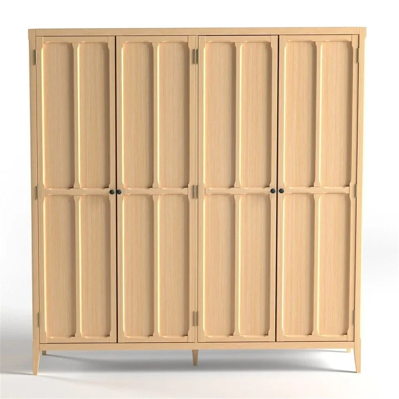 Eugenie Oak Veneer 4-Door Wardrobe - 79.2H *75.5W *21.3D