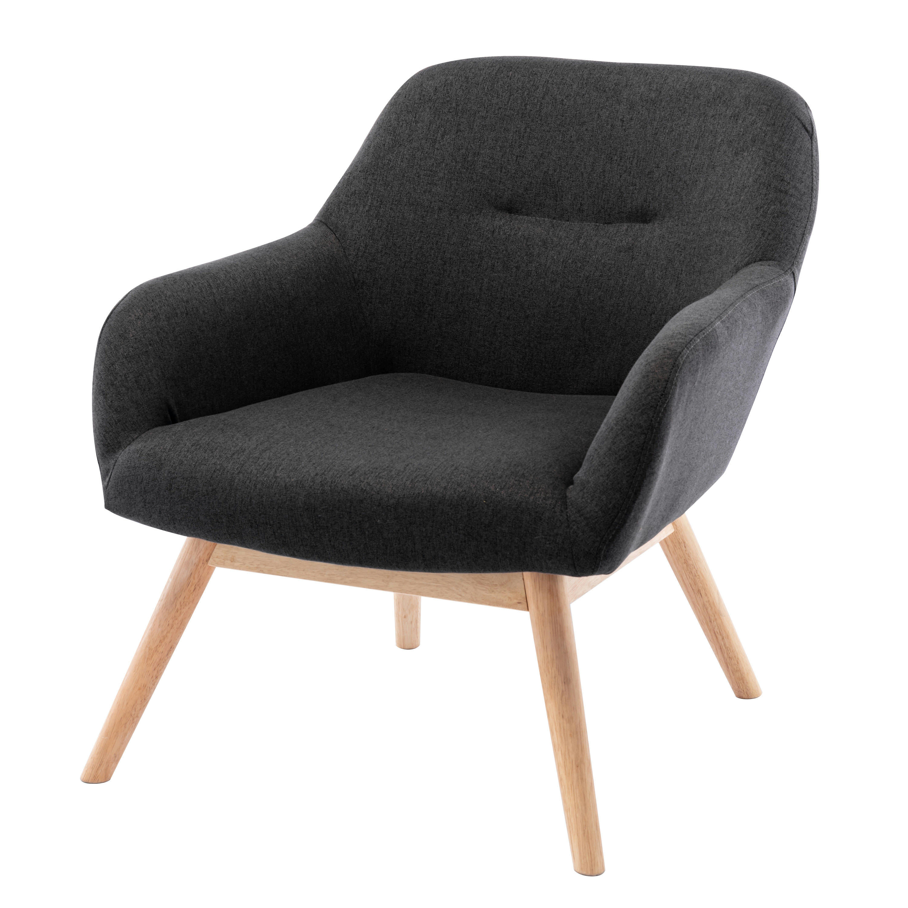 MALMO - Fauteuil tissu gris foncé pieds bois