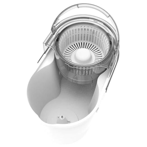 White Magic Turbo Microfibre Spin Mop Hand Press w/ Bucket