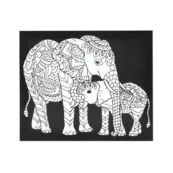 Elephant and Baby Elephant Colour-In Canvas