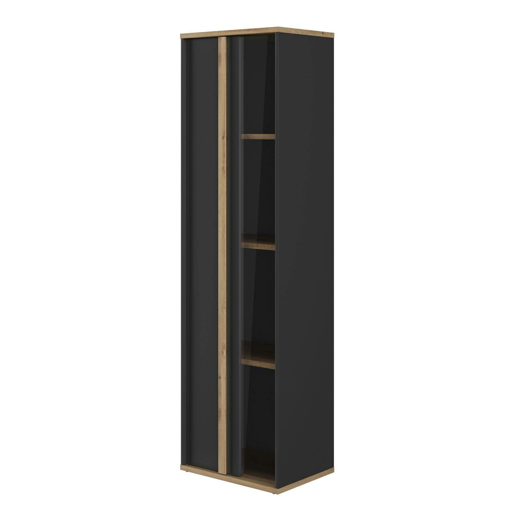 RAFAEL - Vitrine 1 porte effet bois et noir