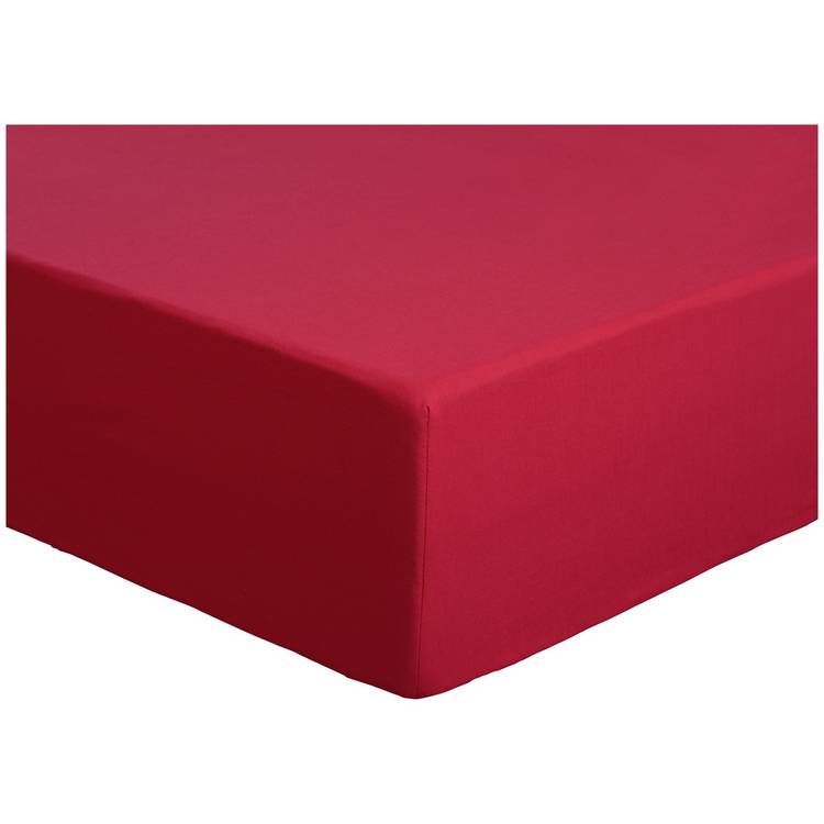 Habitat Easycare Plain Red Fitted Sheet - Single