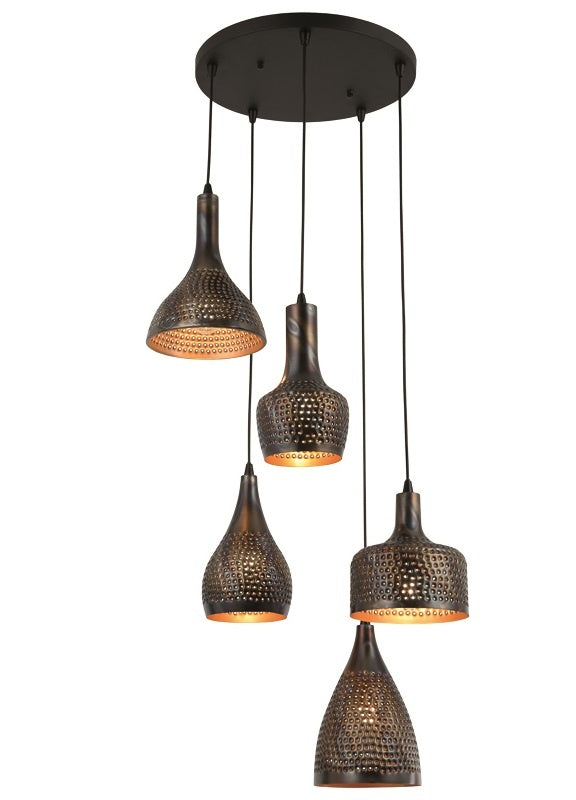 Freelight Freelight Hanglamp Fuoco Bruin Zwart 5 Lichts Ø 40cm E27