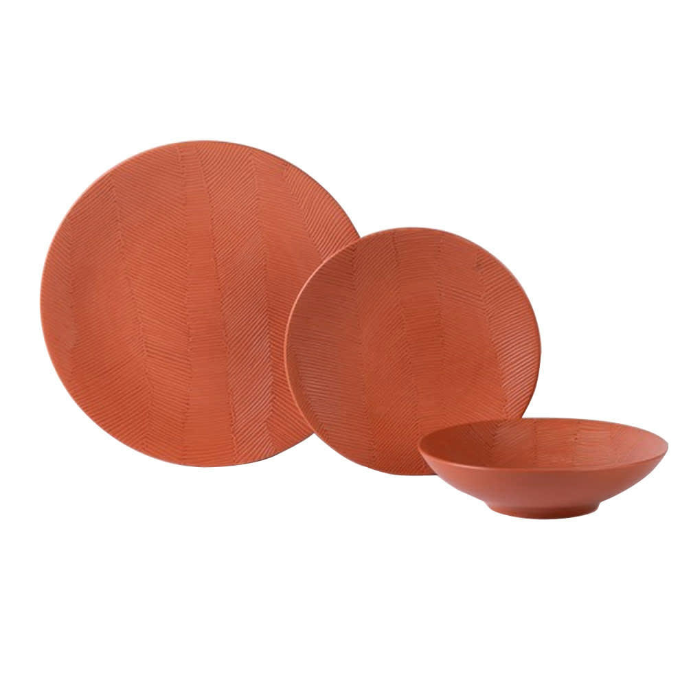 KENYA - Lot de 6 assiettes calottes en grès paprika 19cm