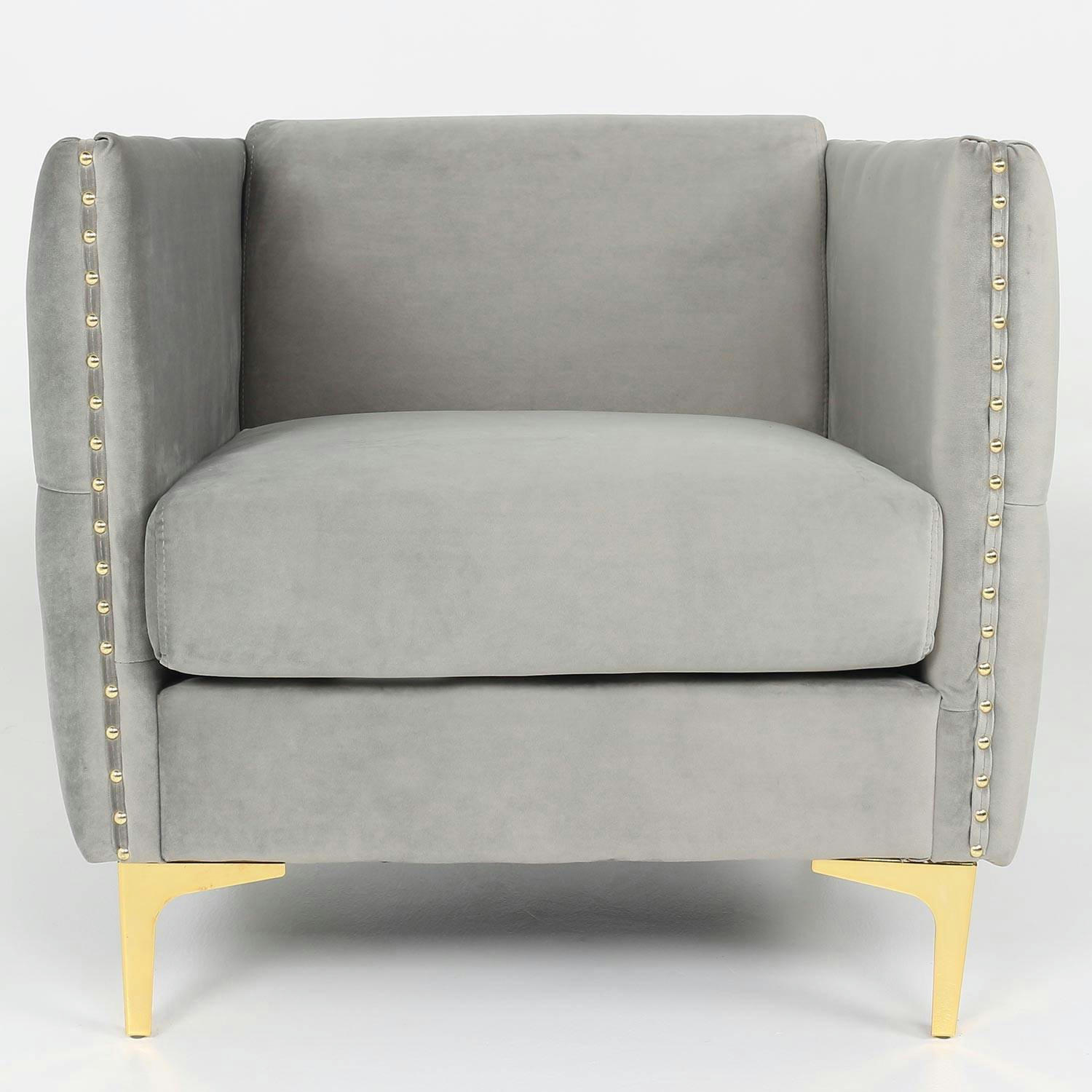 JOSHUA - Fauteuil joshua velours argent