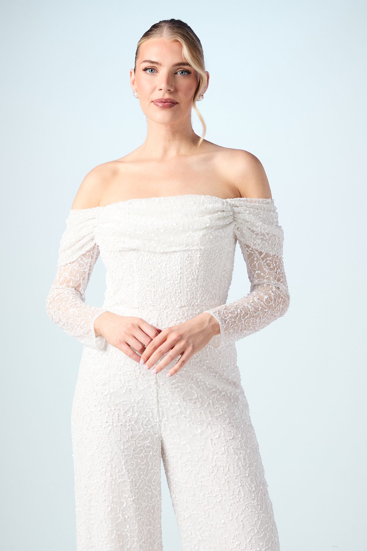 Coast Bardot Long Sleeve Corset Bridal Jumpsuit