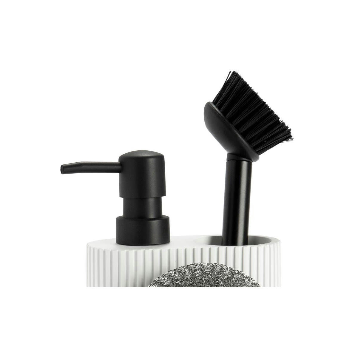 - Distributeur liquide vaisselle + porte éponges polyrésine 11,5x11x19cm