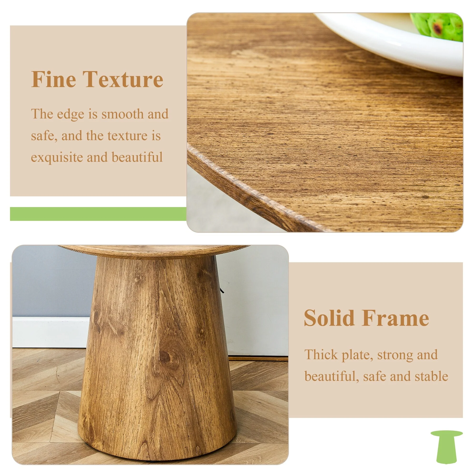 Wood Grain Mdf Round Coffee Table,Wood Grain Texture Sticker,Exquisite Wood Grain Surface,Round Tabletop Design.