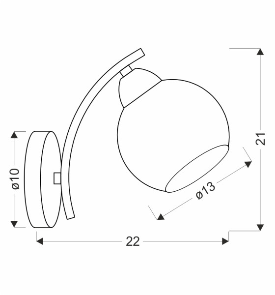 Lampa kinkiet AMOS chromowy 1x40w e27 klosz biały