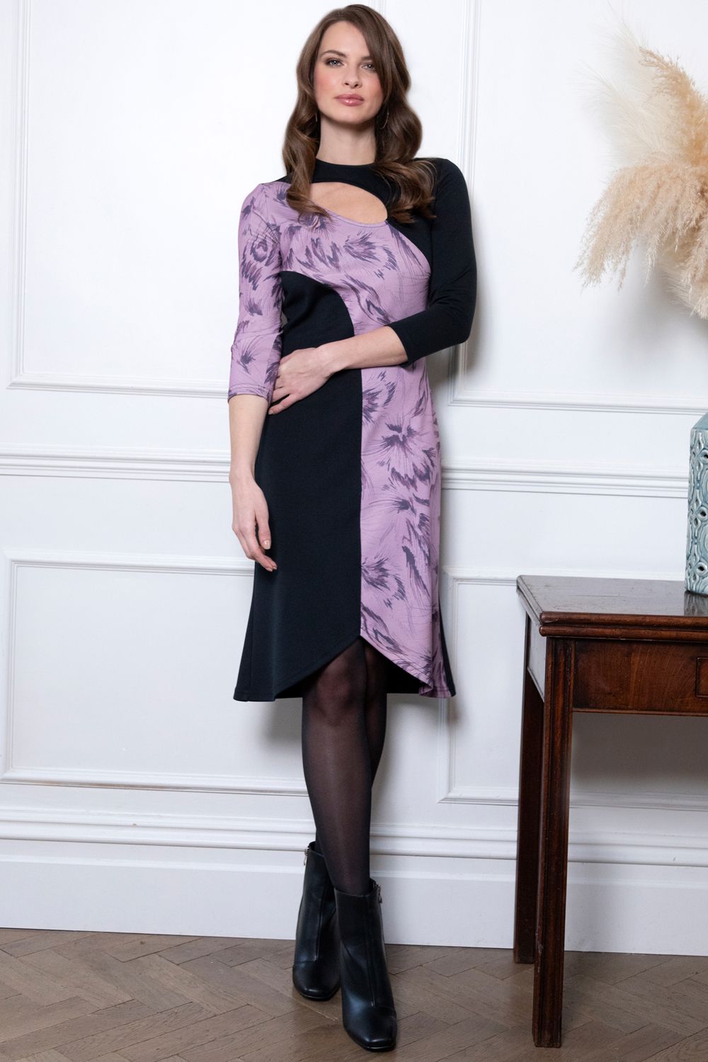 Hot Squash Asymmetric Keyhole Dress