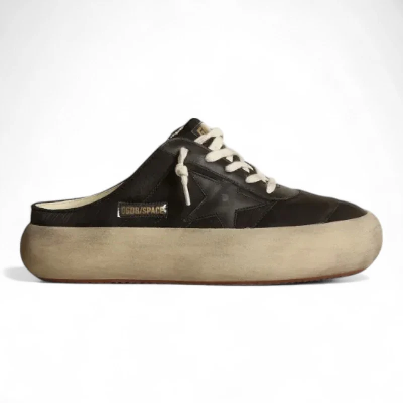 Space-Star Sabots in black nylon with black leather star