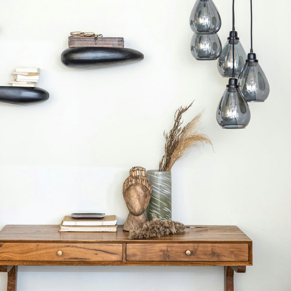 OLD SCHOOL - Bureau 2 tiroirs en bois marron