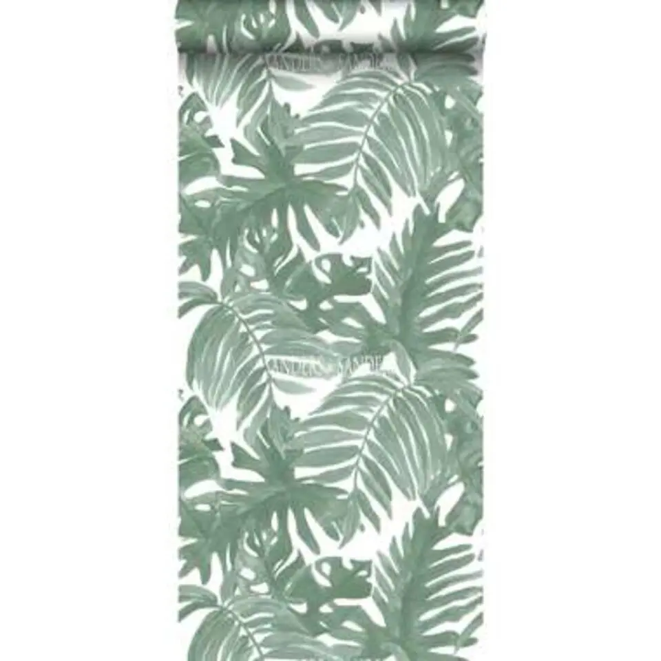 Sanders & Sanders behang - palm - vergrijsd groen - 0.53 x 10.05 m