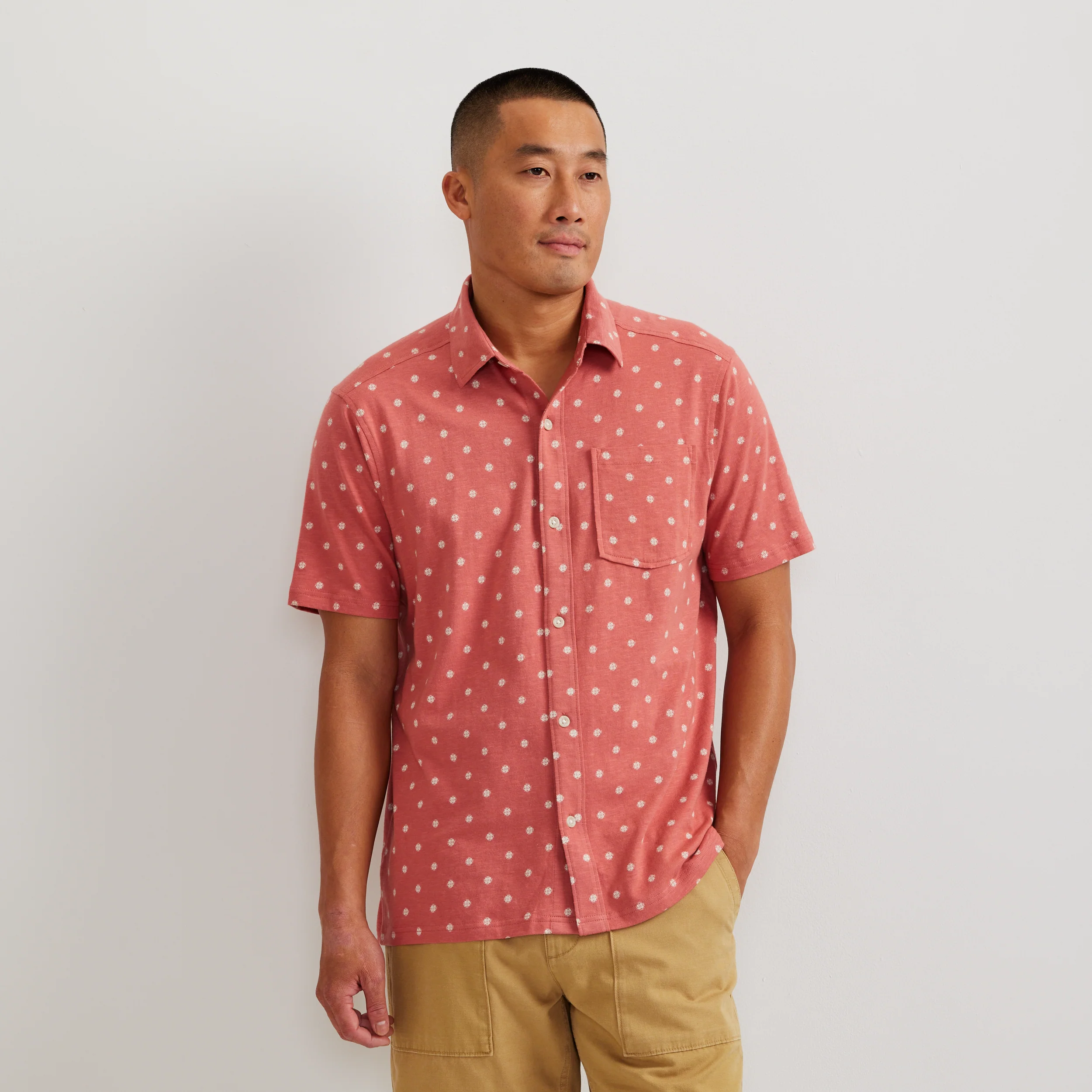 Men's Knit Baja Pocket Button-Up Shirt