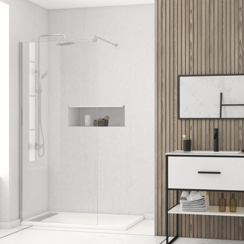 Paroi de douche Parma 2 transparente chrome 100 x 200 cm AURLANE