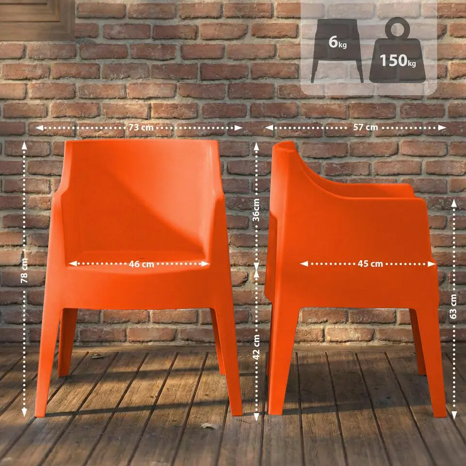 CLP Set van 4 Tuinstoel Bartal Kunststof - oranje