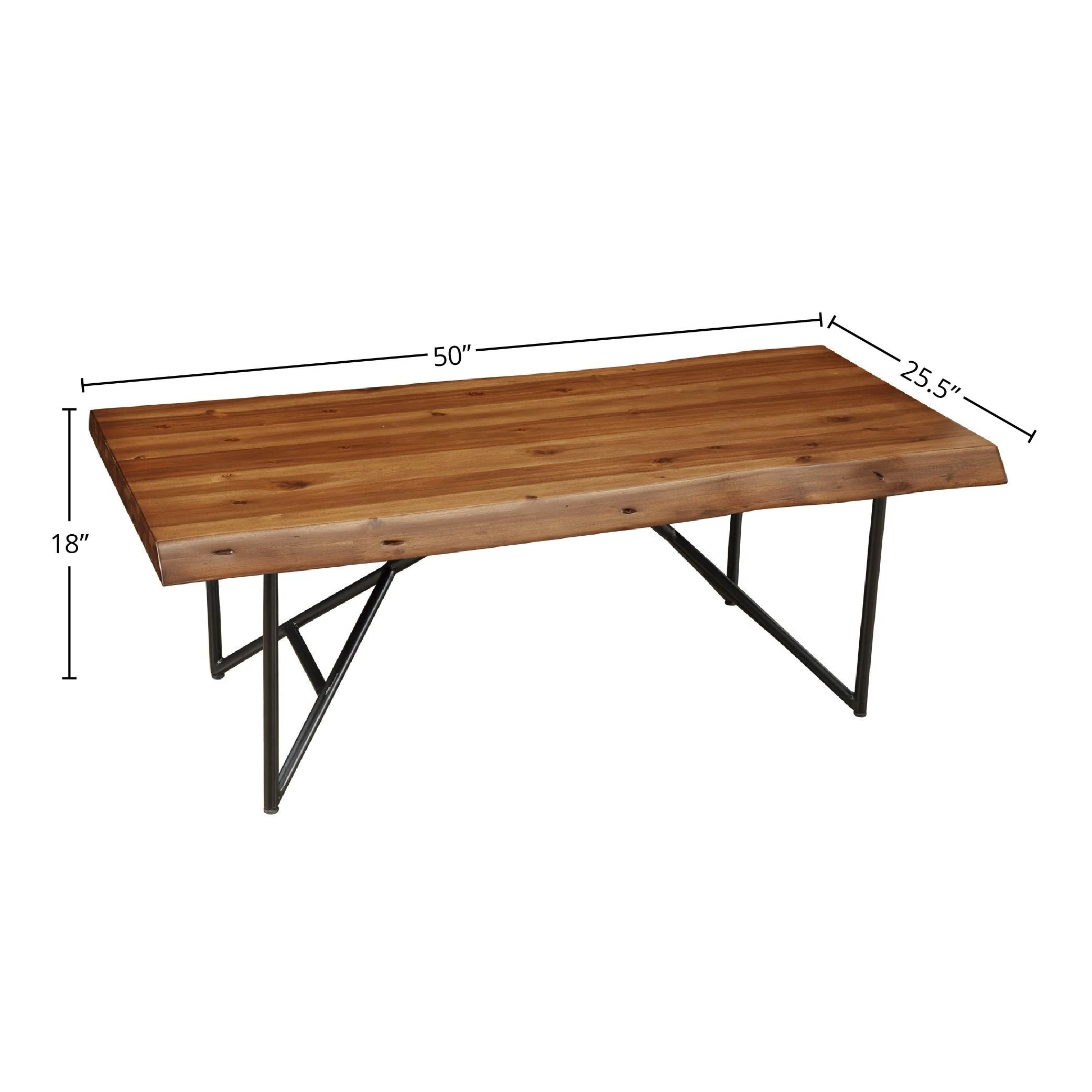 Alpine Furniture Live Edge Coffee/Cocktail Table - Light Walnut - 50Wx25.5Dx18H