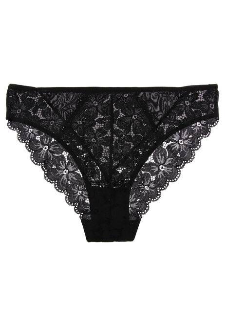 Womens Black Lily Lace Midi Briefs