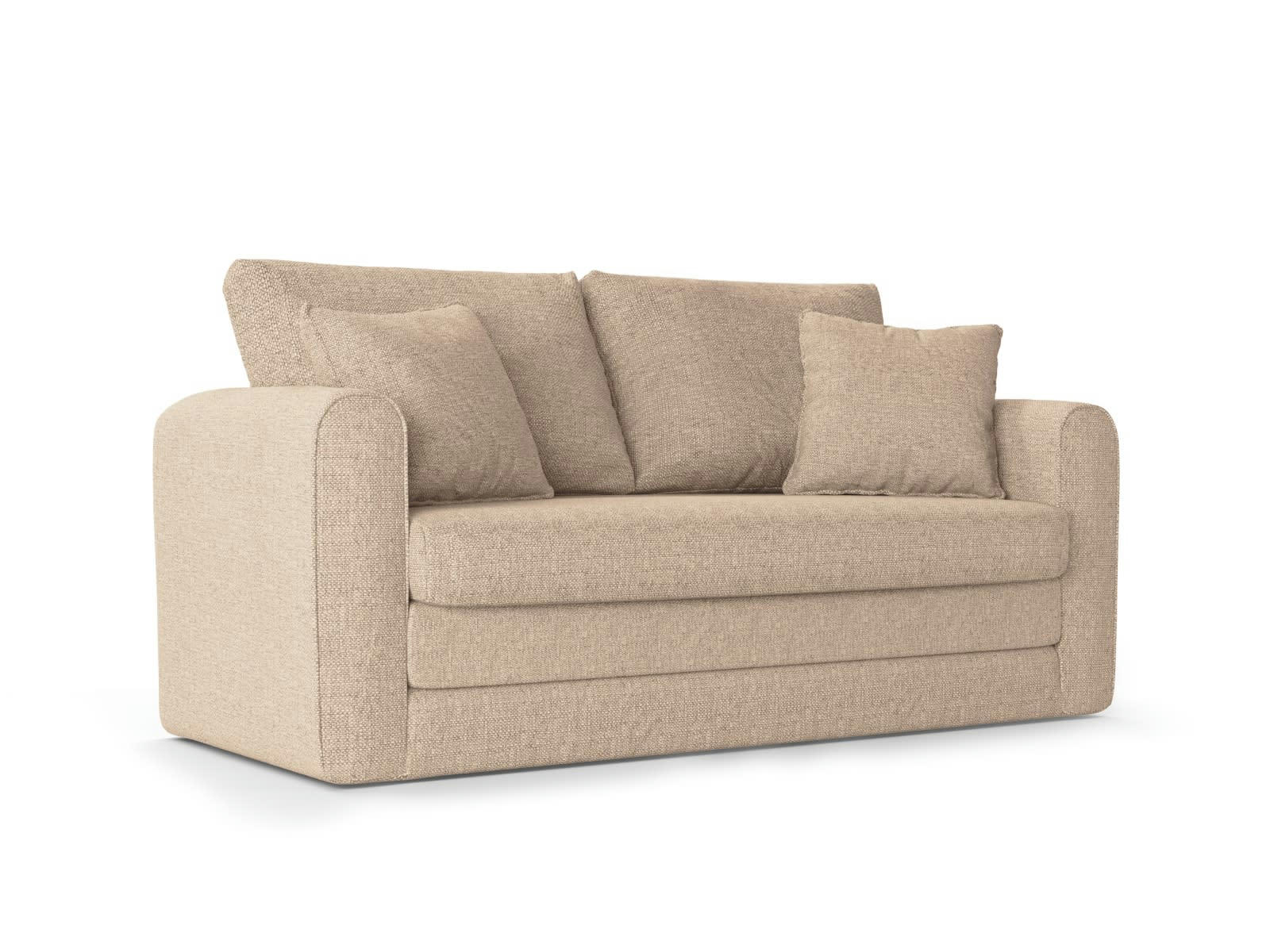 LIDO - Canapé convertible 2 places en tissu structuré beige