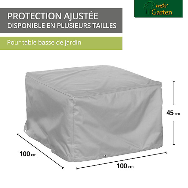 Mehr Garten - Housse de table de salon Premium PROTECT, dimensions : 100(L) x 100(P) x 45(H) cm I Housse de protection pour meuble