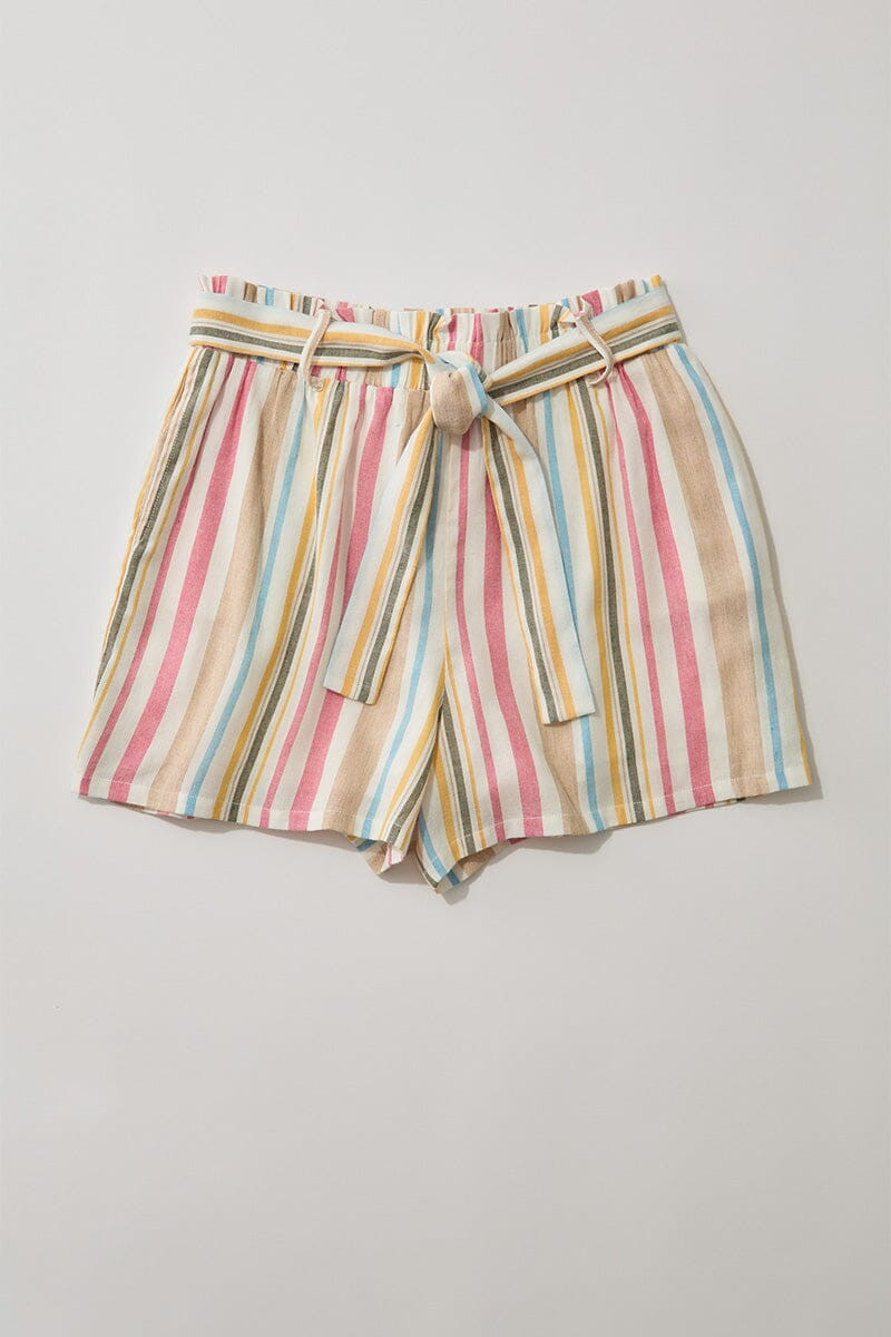 Hello Franki Striped Paperbag Shorts for girls