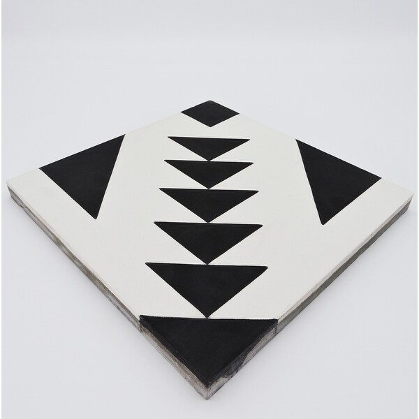 Handmade Tadla in Black and White Tile, Pack of 12 (Morocco)