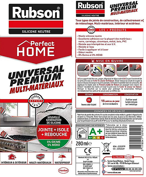 Mastic Rubson Perfect Home Universal Premium gris cartouche 280ml