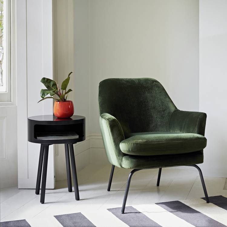 Habitat Celine Velvet Accent Chair - Green