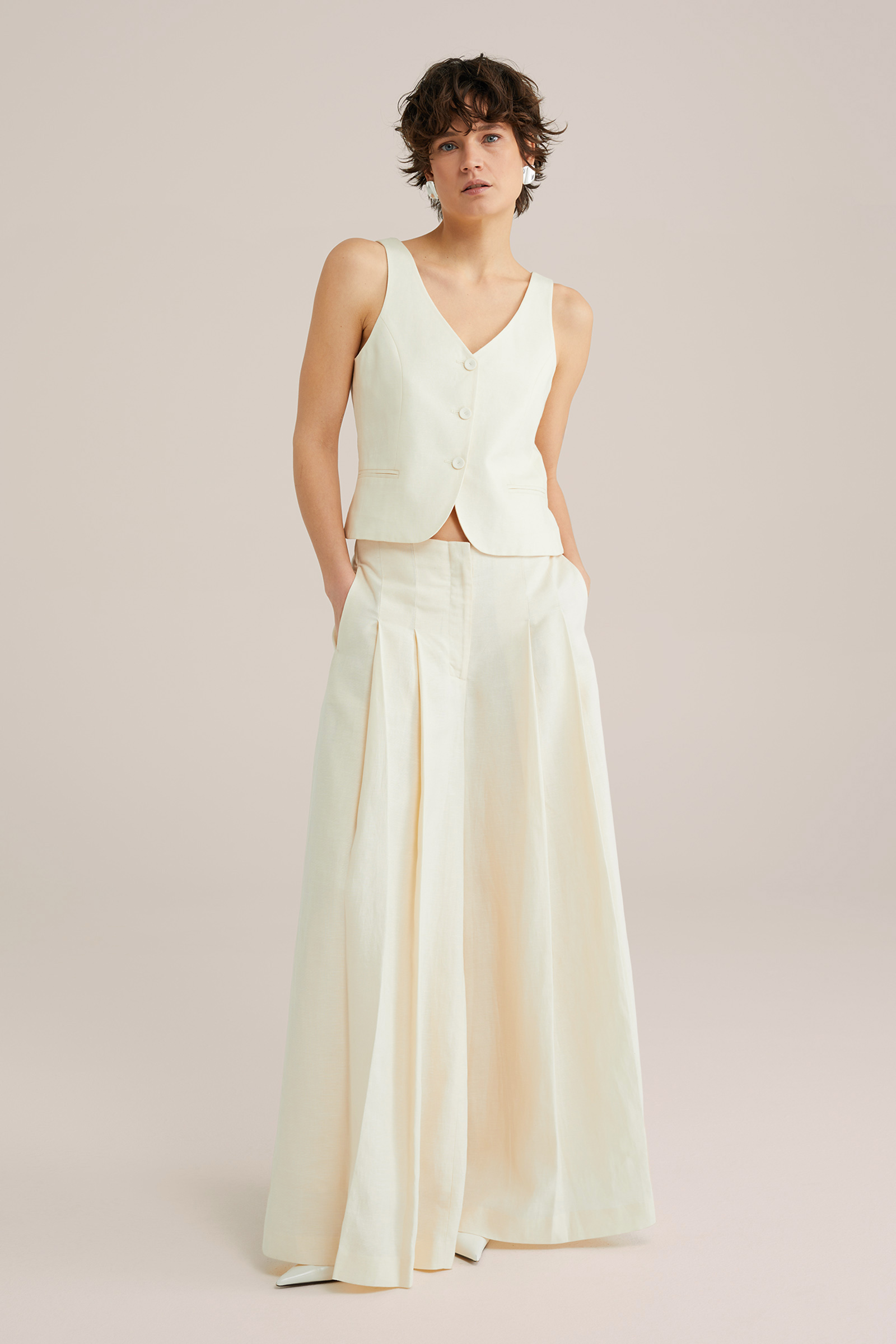 Dames Driedelig pak van linnenmix