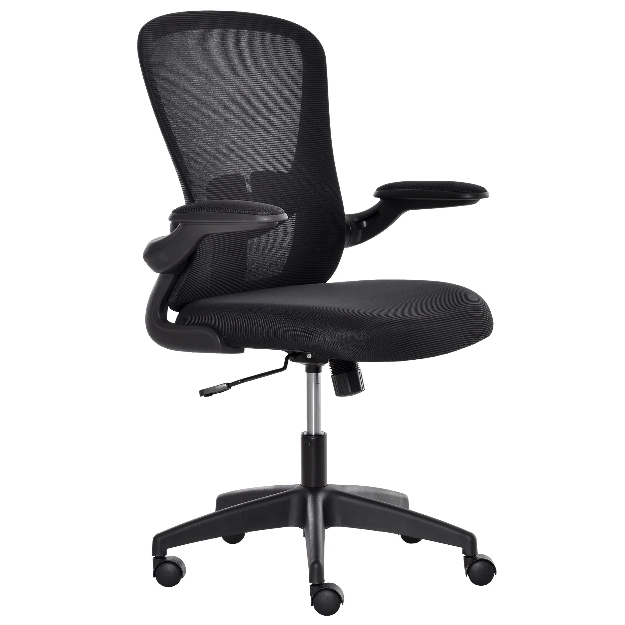 Vinsetto Mesh Home Office Chair Mid Back Ergonomic Computer Task Chair with Lumbar Back Support, Adjustable Height, , Black