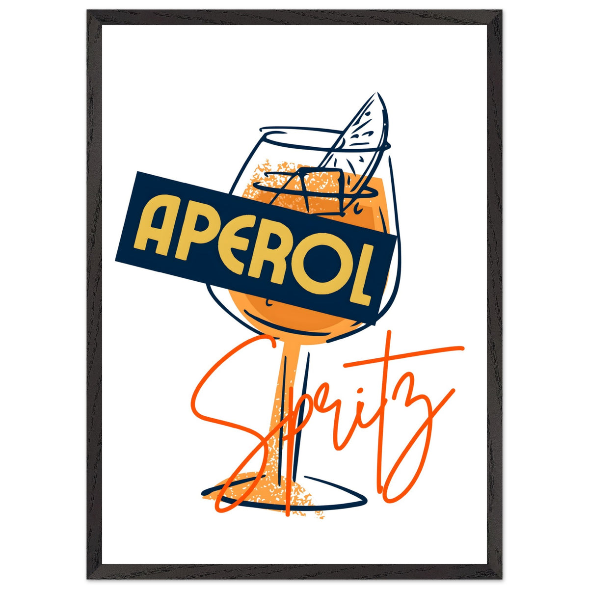 Artfulprints Poster met Lijst Aperol Spritz - Sketch  - 50x70 cm - Oranje