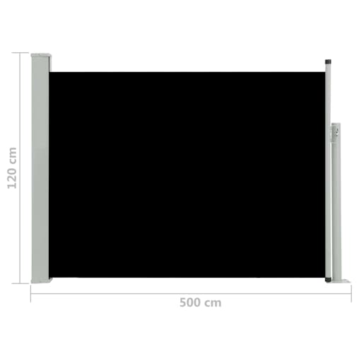NNEVL Patio Retractable Side Awning 120x500 cm Black