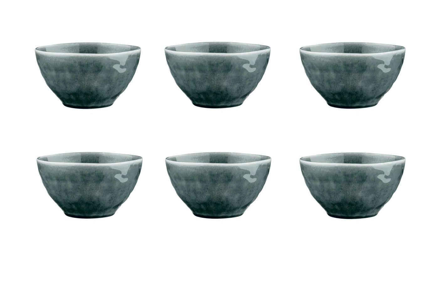 MOON - Lot de 6 bols petit-déjeuner en grès bleu D14,5