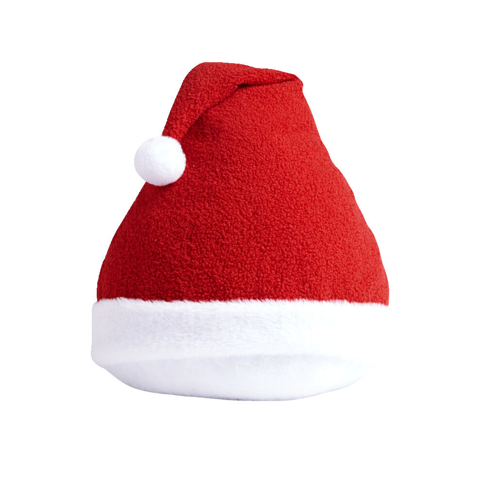 Coussin forme bonnet de No&euml;l rouge et blanc Ø30cm