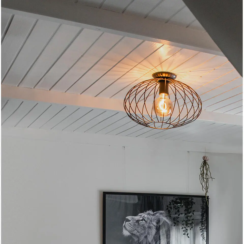 Qazqa plafondlamp margarita zwart e27