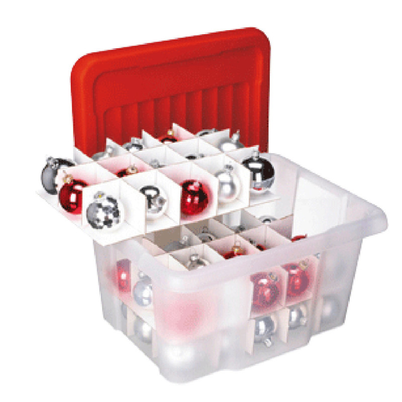 Box de rangement de Noël Nesta 24 L transparent et rouge SUNWARE