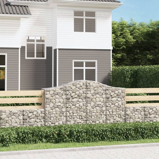 NNEVL Arched Gabion Baskets 2 pcs 200x50x120/140 cm Galvanised Iron
