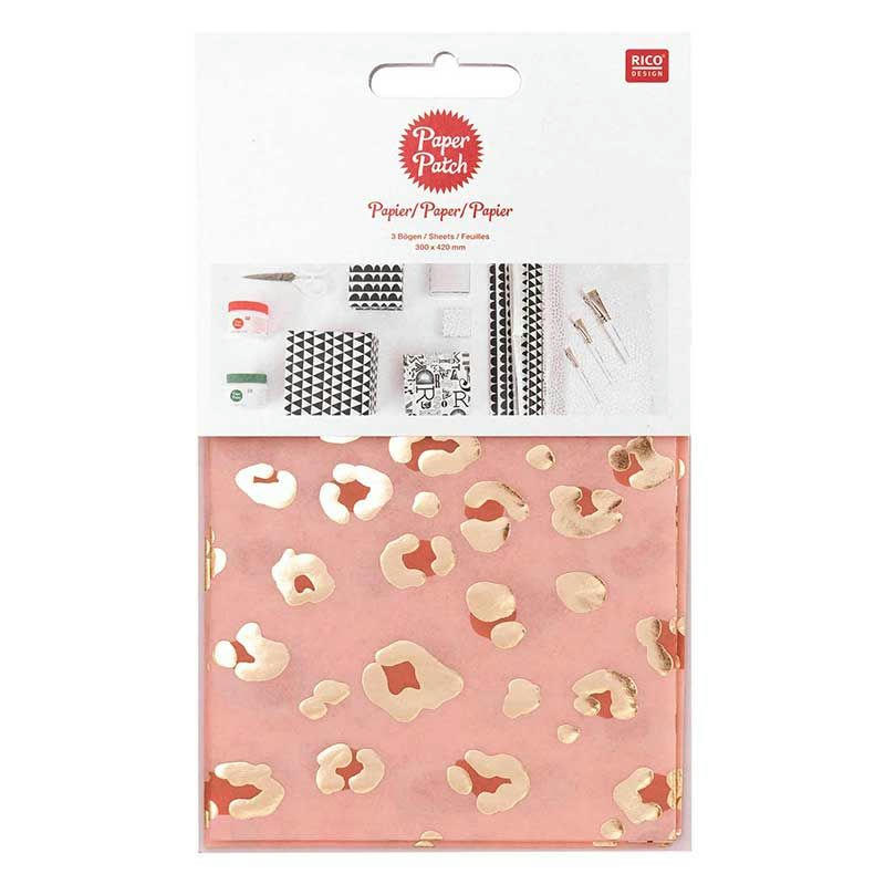 PATCH - Papier patch rouge leo doré 30x42cm